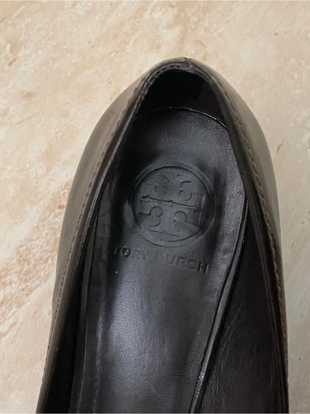 Tory Burch Black Leather chunky heel shoe